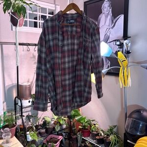 Canyon Guide Outfitters Mens Plaid Flannel Shirt Button Up L Casual